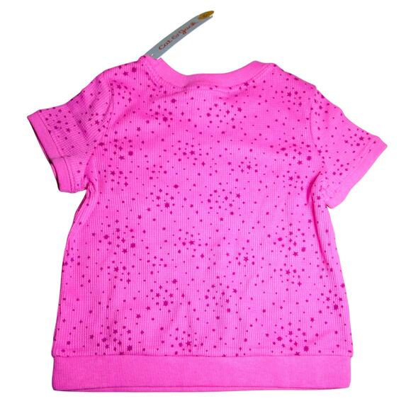 Cat & Jack Girl’s Shirt Dark Pink with Stars Pocket Waffle Knit Cotton Size 4/5 - Picture 2 of 3